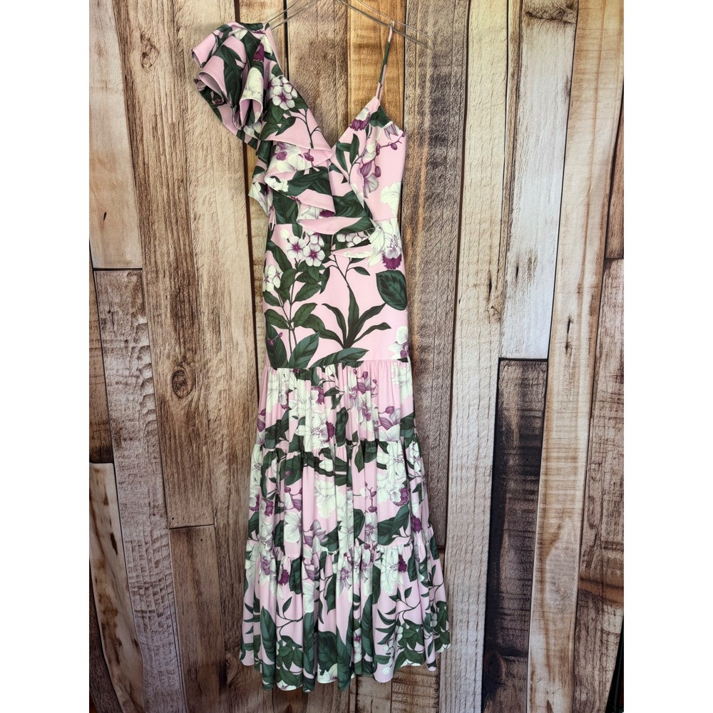 No Pise La Grama Aracea One Shoulder Floral Maxi Dress Tropical Size 0 NWT